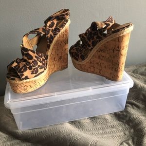 Cheetah cork wedges